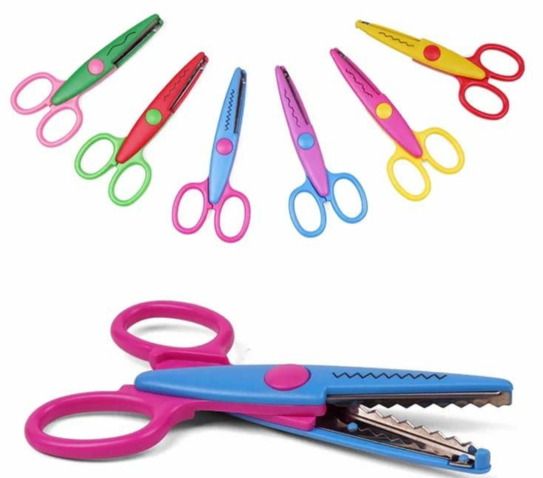 6 Patterns Zig Zag Plastic Kids Scissors